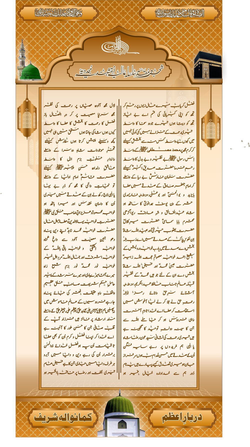 شجرہ مقدسہ سلسلہ عالیہ نقشبندیہ مجددیہ